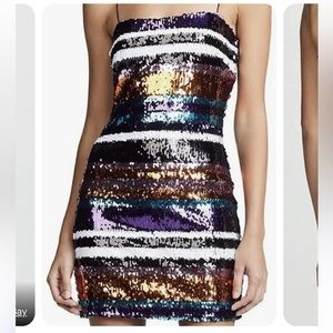 LIKELY striped sequin dress